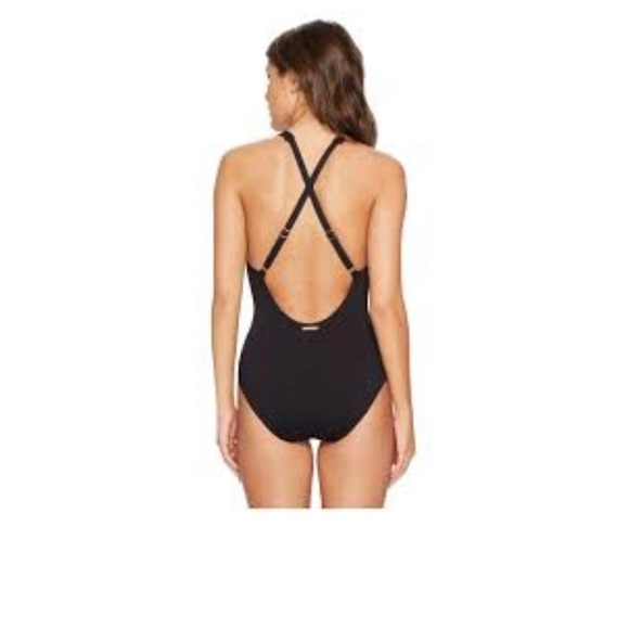 Michael Kors Safari Solids Lace-up Cross-back One-piece Swimsuit Red Size 10 - Picture 6 of 8